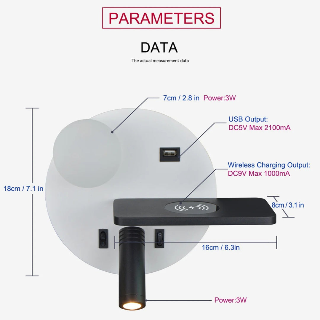 Multifunctional Wall Lamp with Wireless Charging