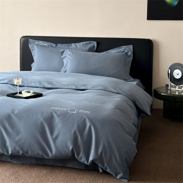 Luxury Cotton Sateen Duvet Cover Set with Discreet Embroidered Home Logo