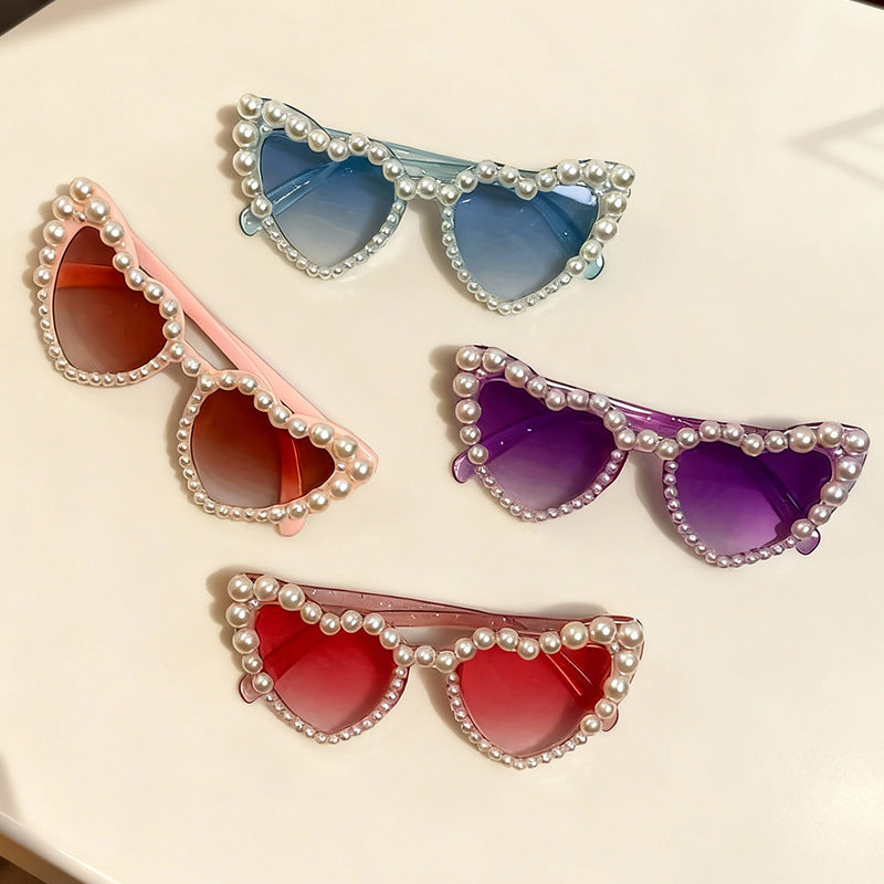 Decorative Pearl-Embellished Cat-Eye Sunglasses Stornfield
