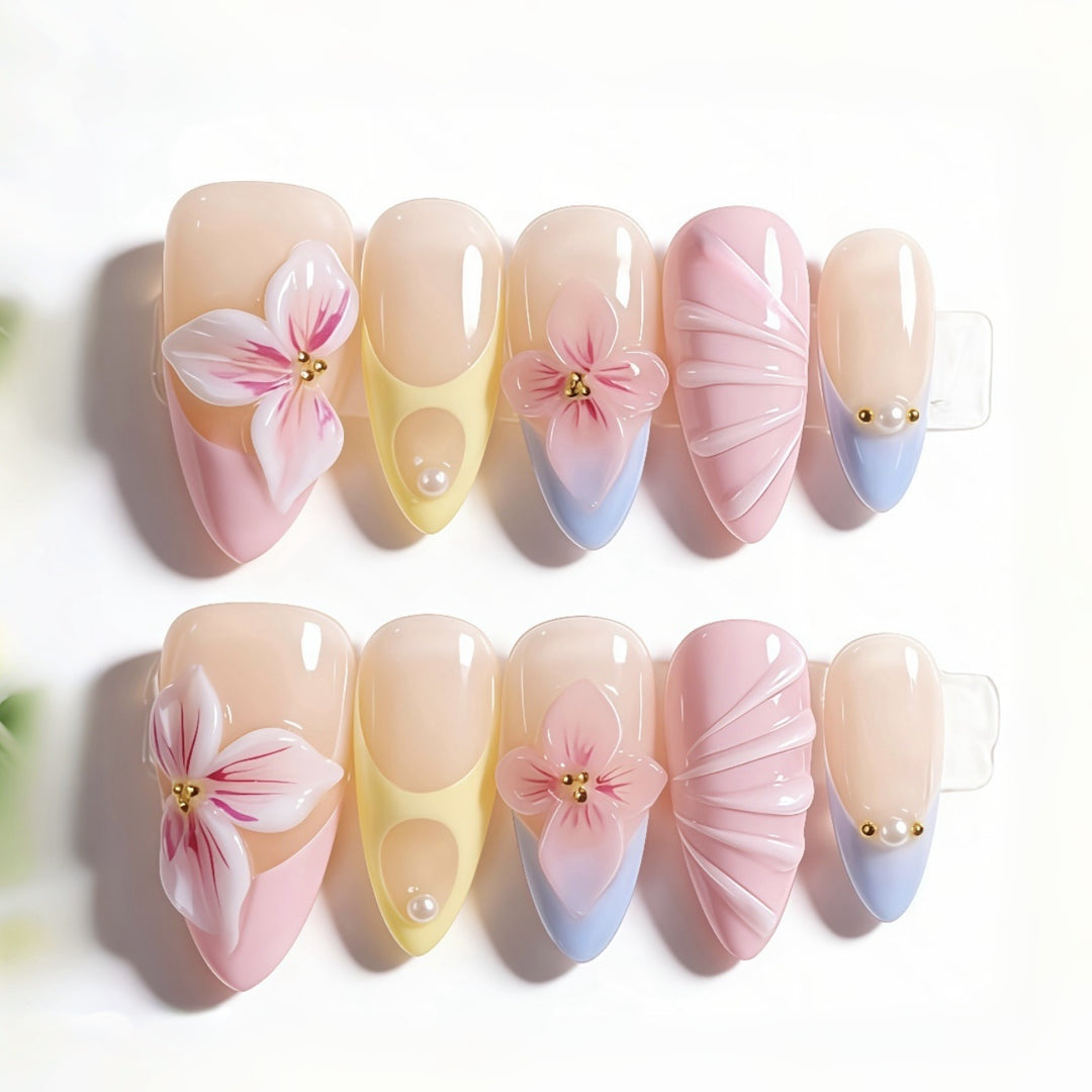 Artistic Floral Press-On Nail Design Kit