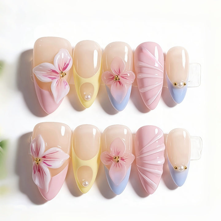 Artistic Floral Press-On Nail Design Kit