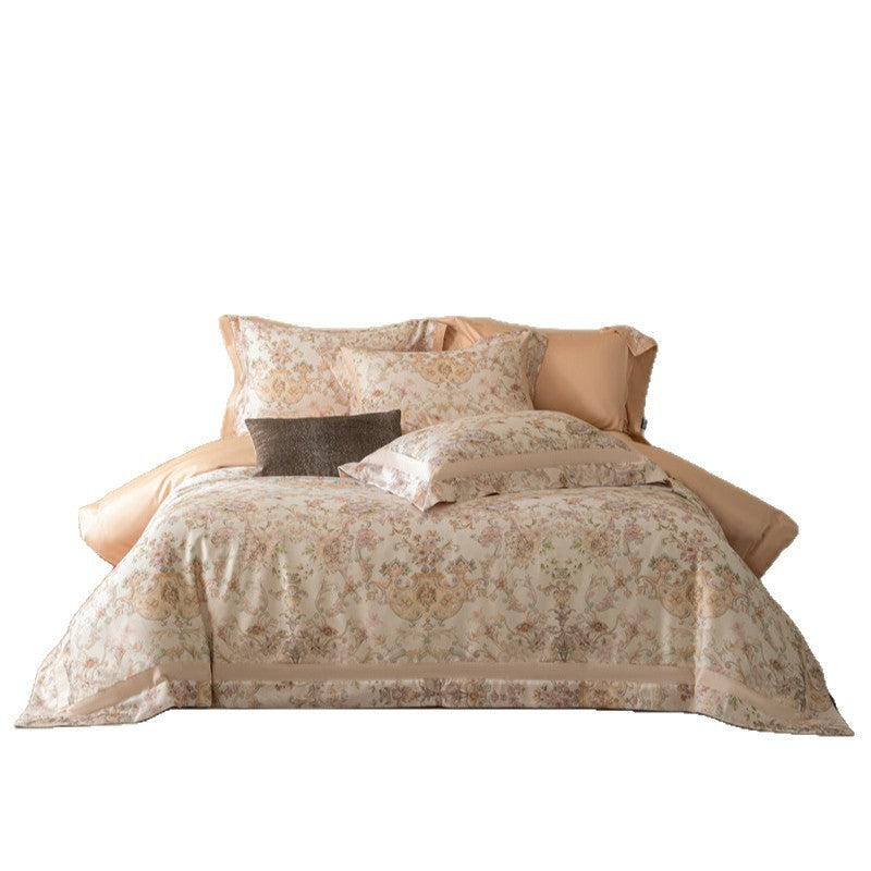 Reversible Botanical-Print Cotton Sateen Duvet Cover Set with Silky Sateen Reverse & Hidden Closure