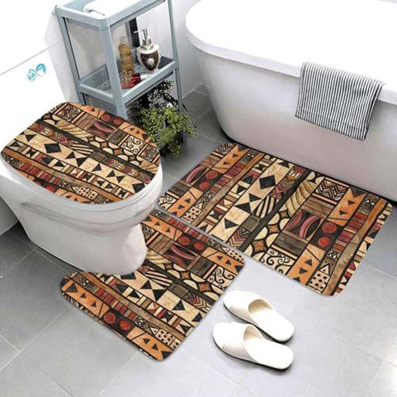 Geometric Pattern Bathroom Mat Set