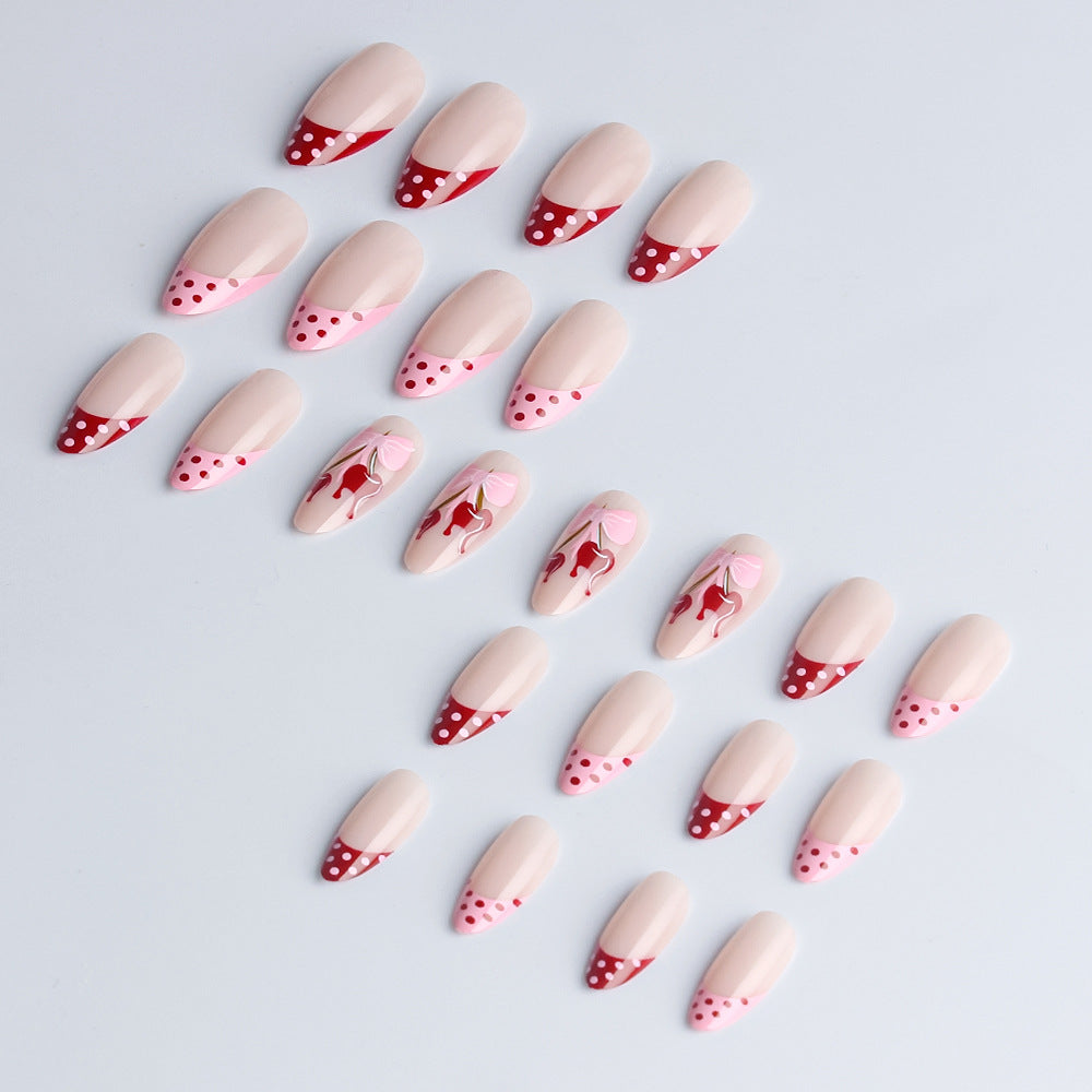 Artistic Cherry-Themed Press-On Nail Art Set Stornfield