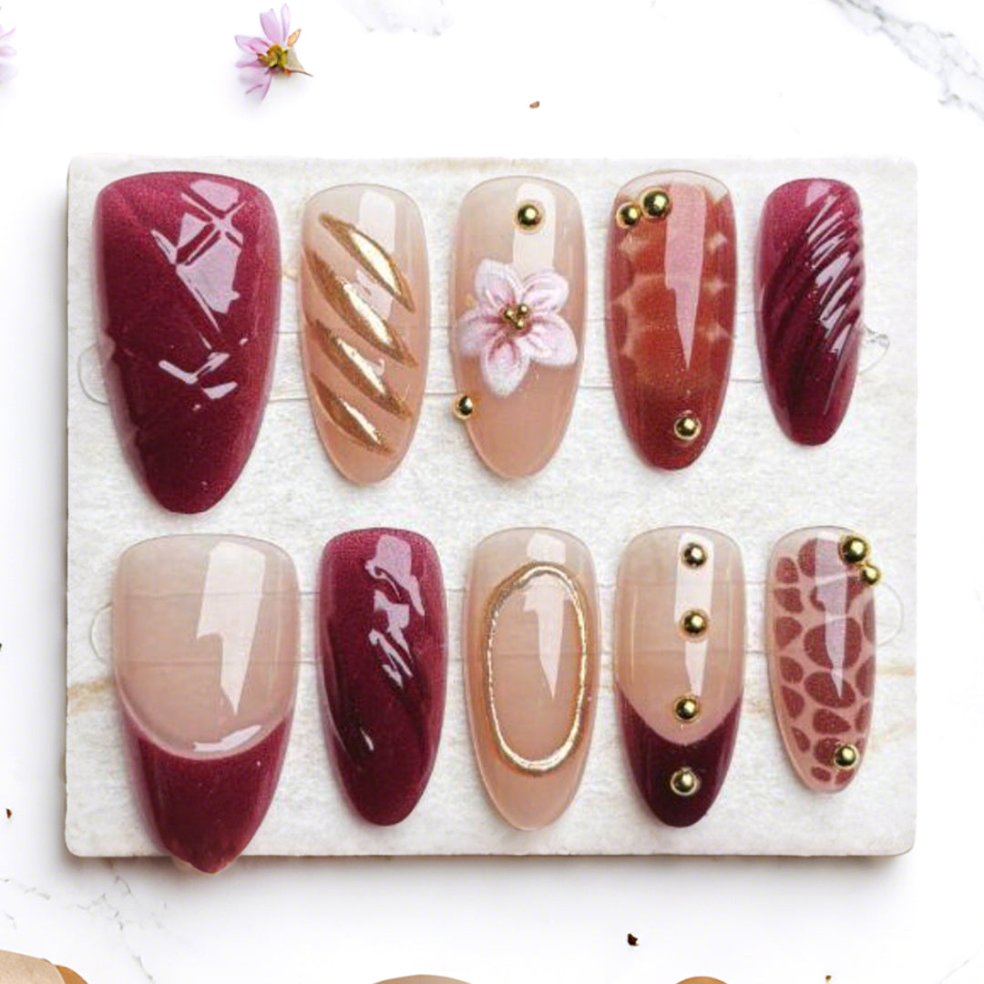 Luxurious Artfully Designed Press-On Nail Set