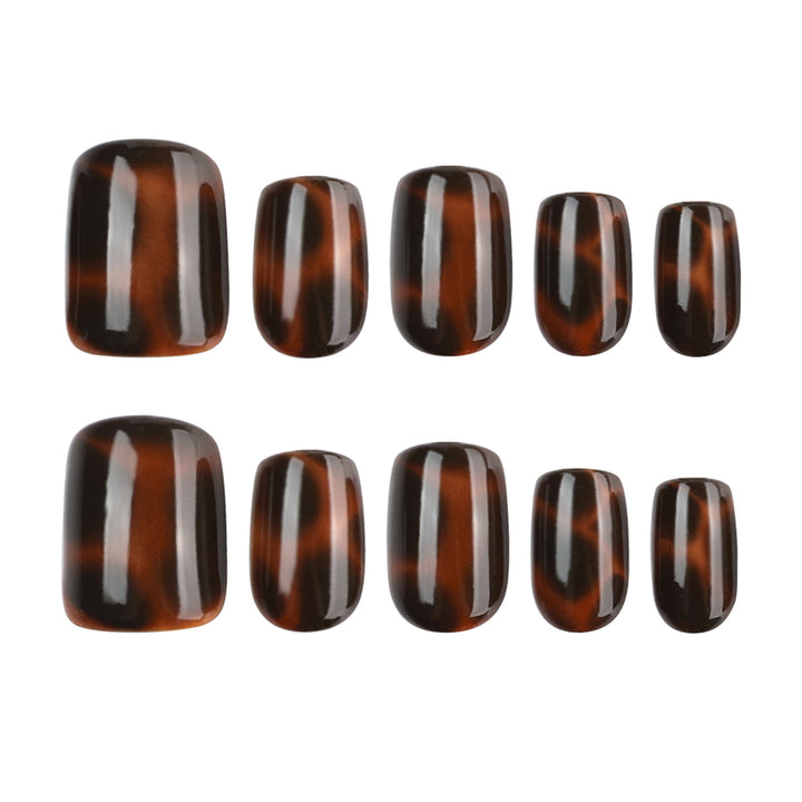 Artificial nail extensions with elegant tortoiseshell decor Stornfield