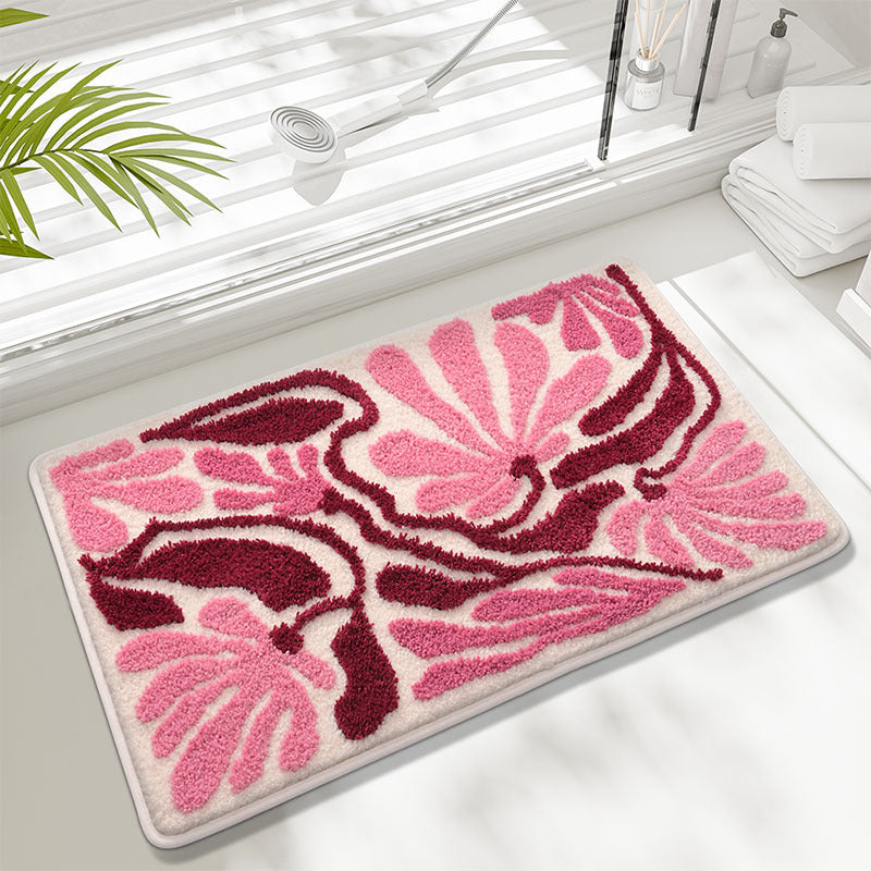 Artistic Floral Design Bath Mat