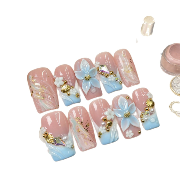 Decorative Floral Press-On Nail Art Set