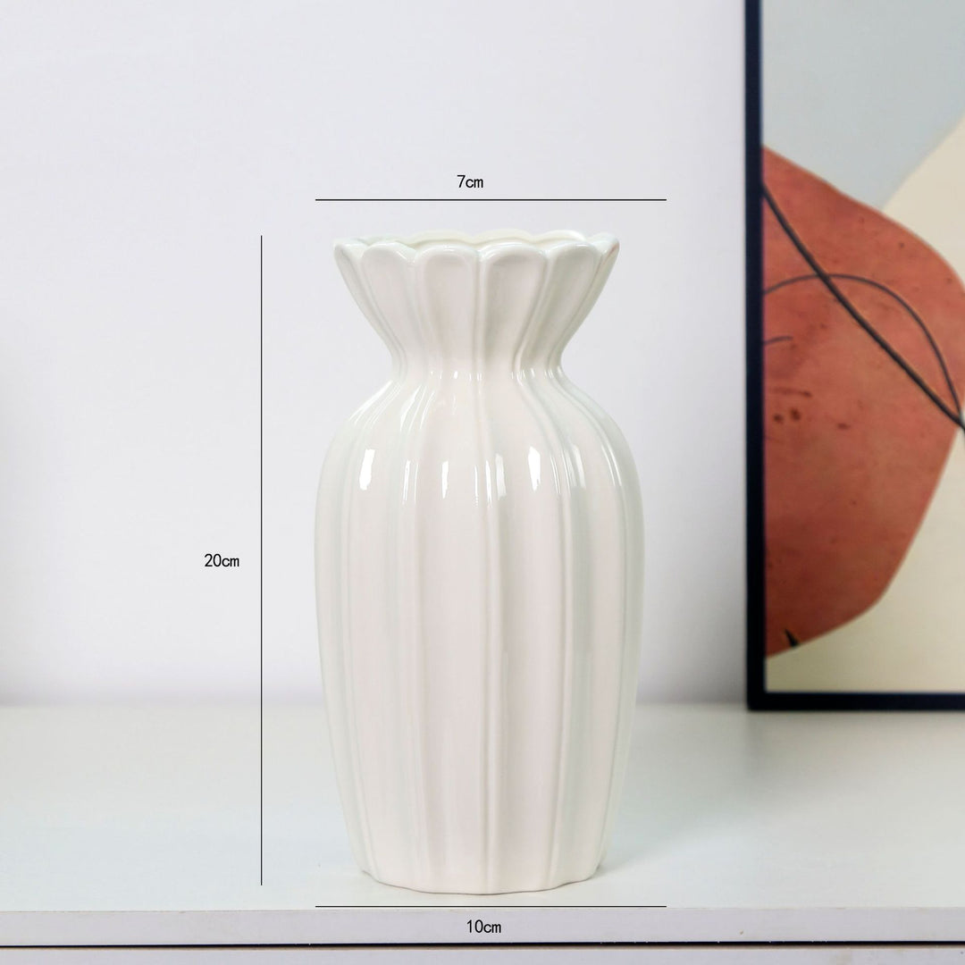 Fluted Ceramic Decorative Flower Vase Stornfeild