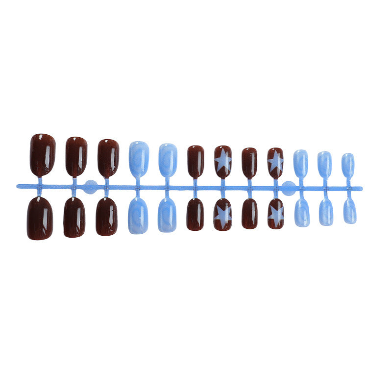 Decorative Press-On Nail Set with Star and Glossy Finish Stornfield