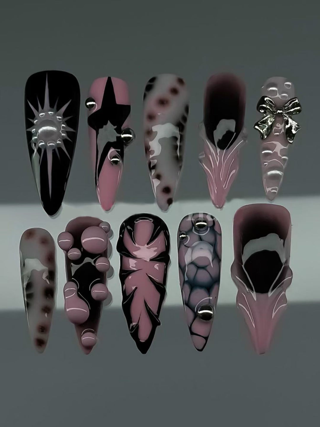 Ocean-Inspired 3D Decorative Press-On Nail Set Stornfield