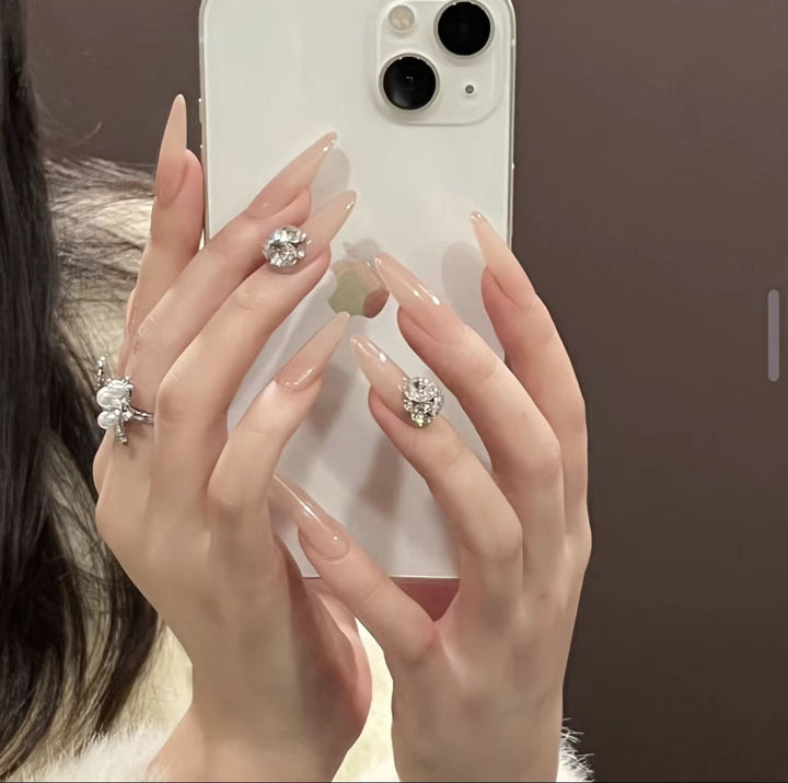Stiletto Press-On Nail Set with Ombre Design and Rhinestone Accents Stornfield