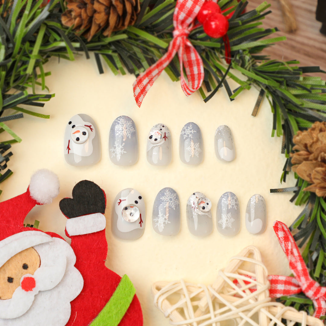 Artful Winter Nail Extensions with Snowman Design Stornfield