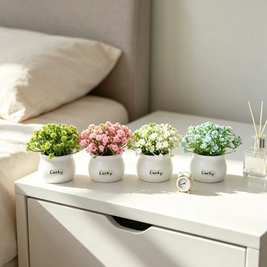 Lifelike Miniature Potted Floral Arrangement