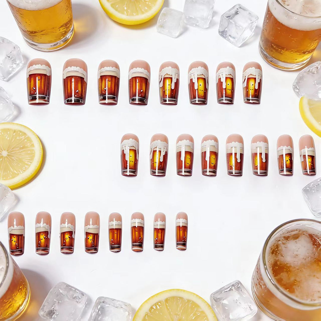 Artificial nails with Creative Beer Glass Design Stornfield