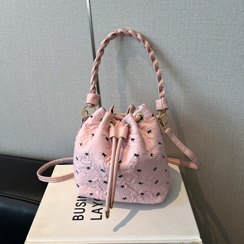 Charming Embroidered Bucket Handbag