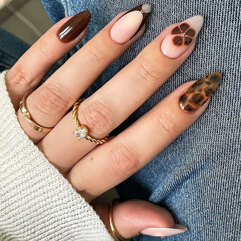 Artistic Press-On Nail Kit with Floral and Animal Prints Stornfield