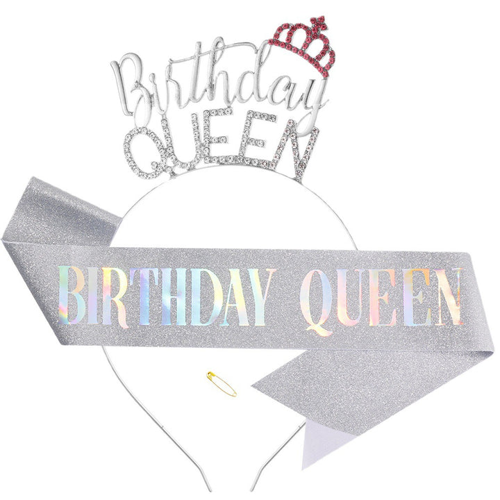 Ladies Glitter Headband with "Birthday Queen" lettering Stornfield