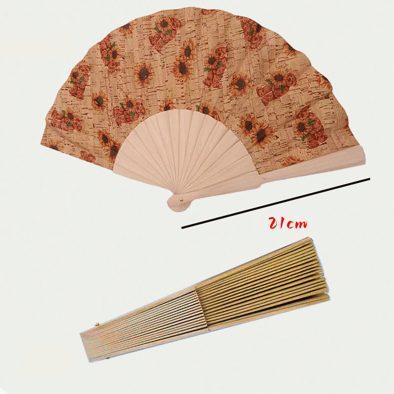 Ladies handcrafted fan made of cork and wood Stornfield