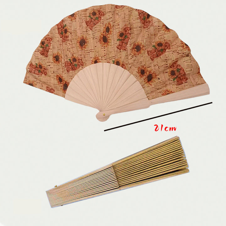 Ladies handcrafted fan made of cork and wood Stornfield