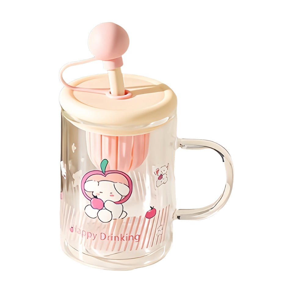 Ladies drinking glass with creative silicone lid and integrated straw Stornfield