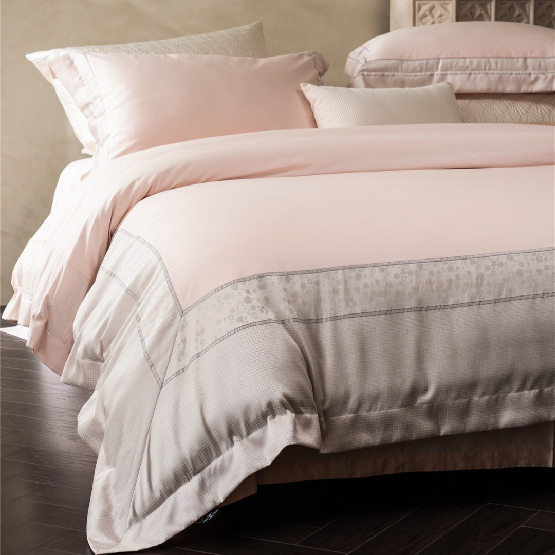 Cotton Sateen Duvet Cover Set with Embroidered Border and Pillow Shams