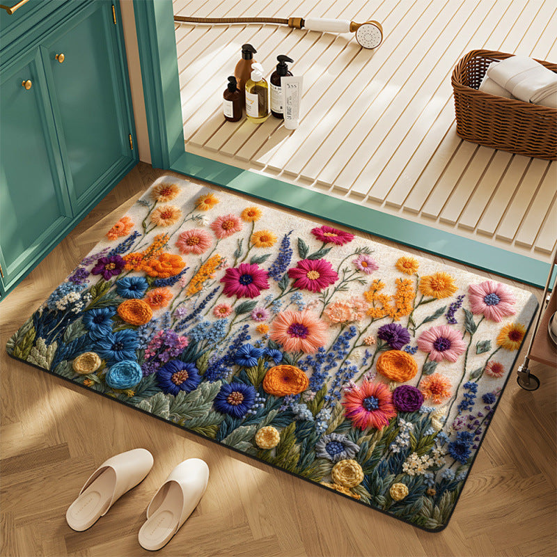 Floral Motif Bath Mat Stornfield