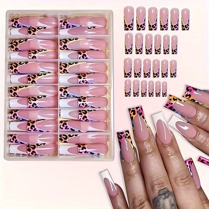 Stylish Press-On Nail Set with Leopard Design Stornfield