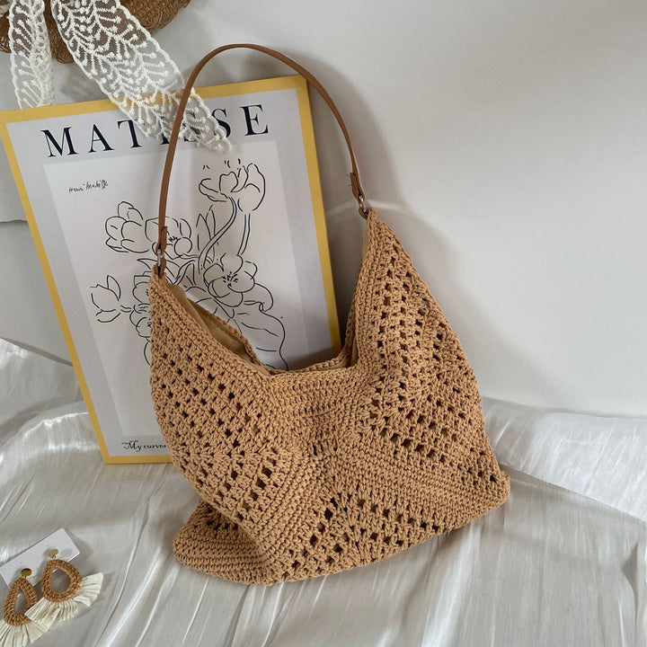 Handmade crochet bag with leather handles Stornfield