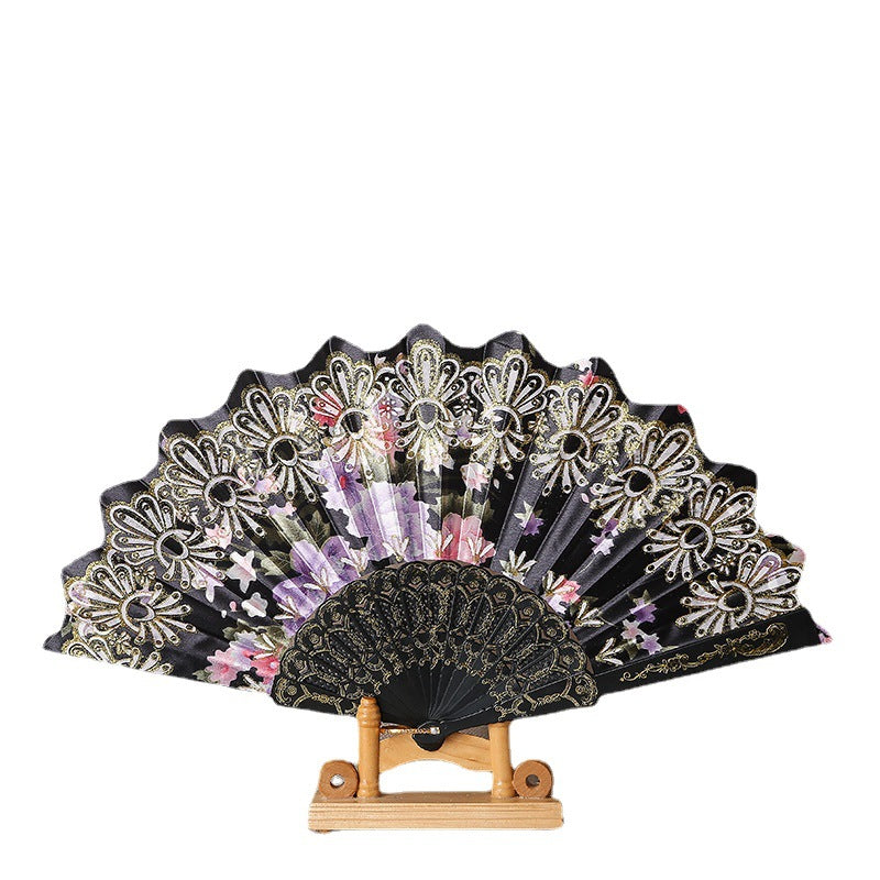 Ladies Elegant Hand Fan with Intricate Floral Patterns Stornfield