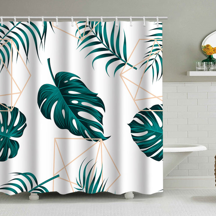 Tropical Leaf Print Shower Curtain Stornfield