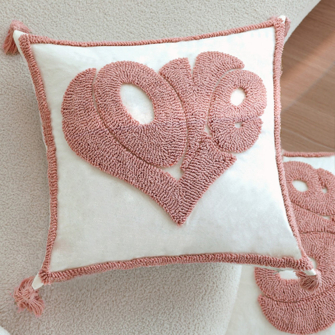 Playful decorative cushion with heart design