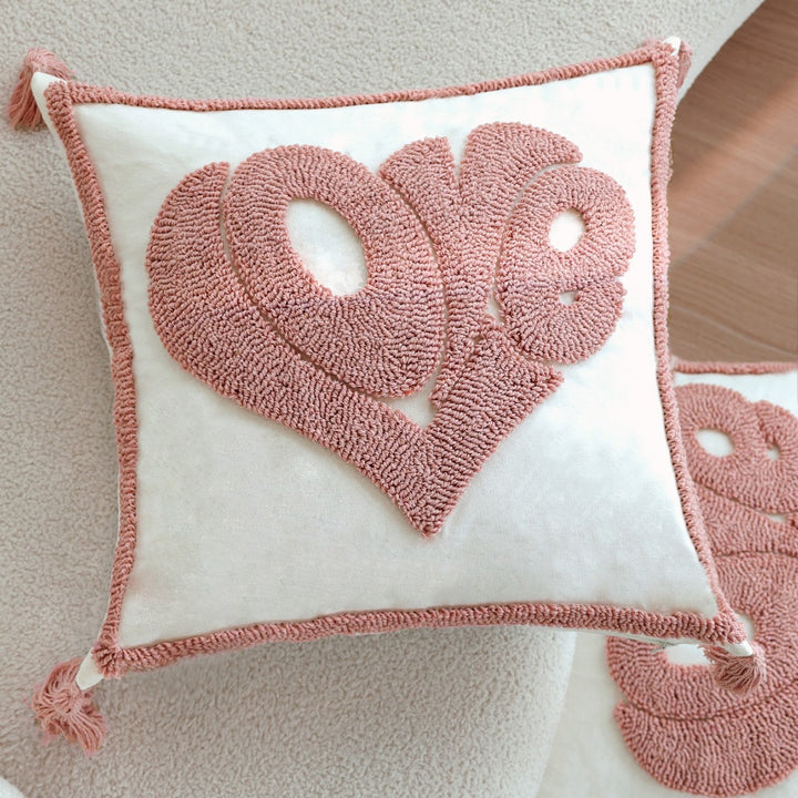 Playful decorative cushion with heart design