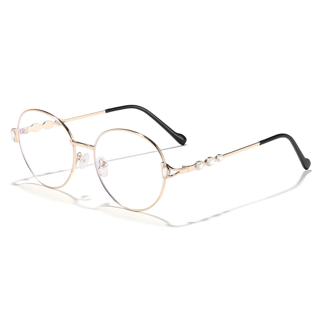 Women round sunglasses with elegant metal frame and mirrored lenses Stornfield