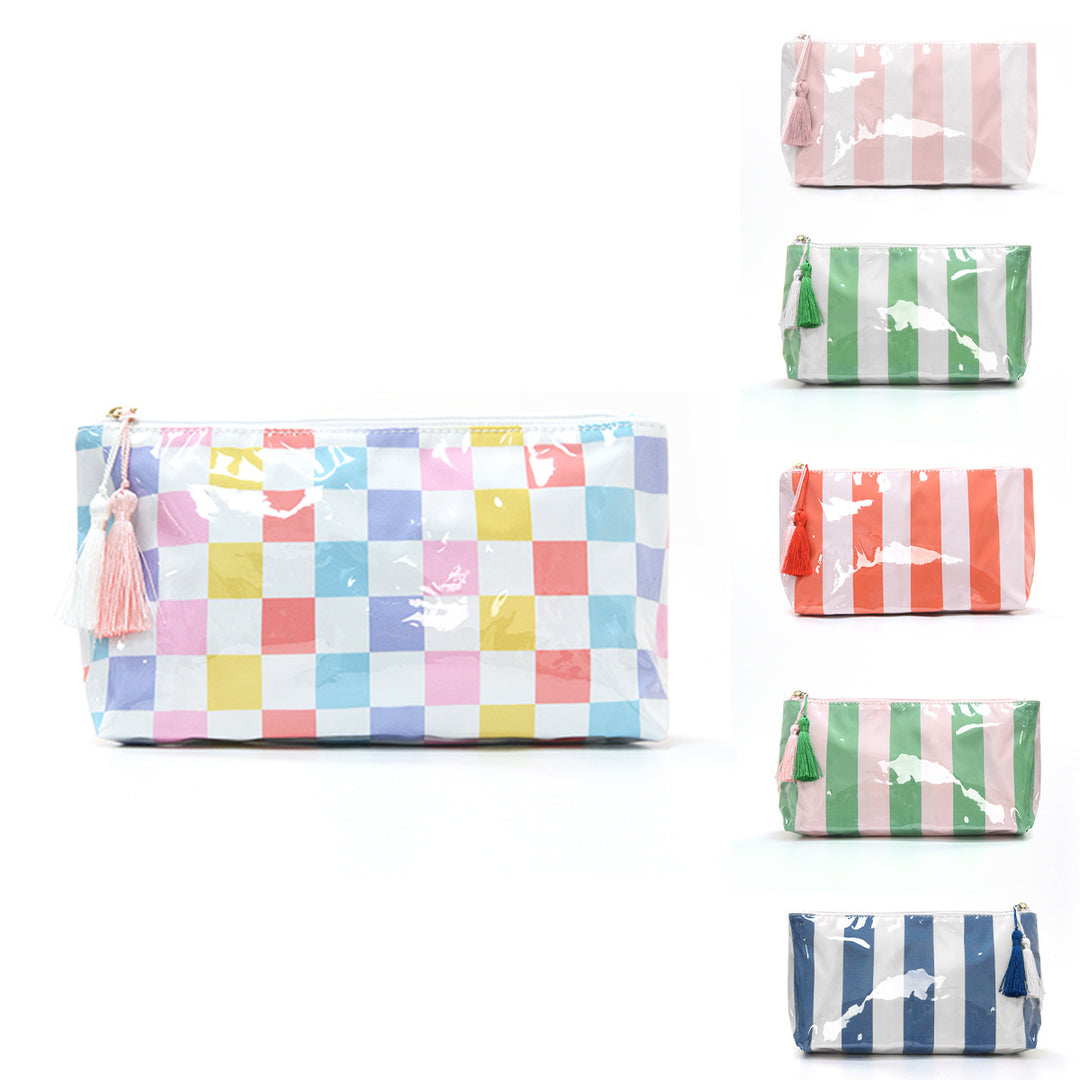 Cosmetic pouch with colorful check pattern Stornfield