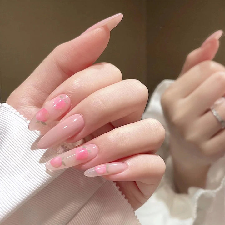 Elegant artificial nails with filigree rose design Stornfield