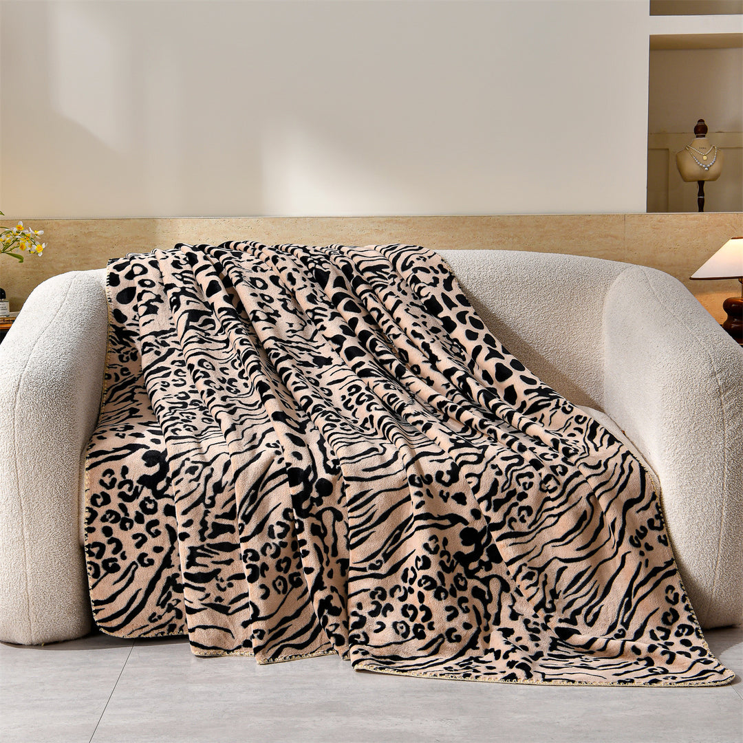 Luxury Leopard-Print Fleece Throw Blanket Stornfield