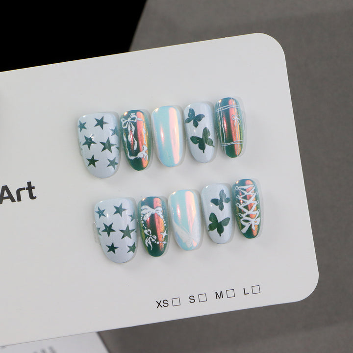 Decorative Press-On Nail Art Set with Butterfly and Star Designs Stornfield