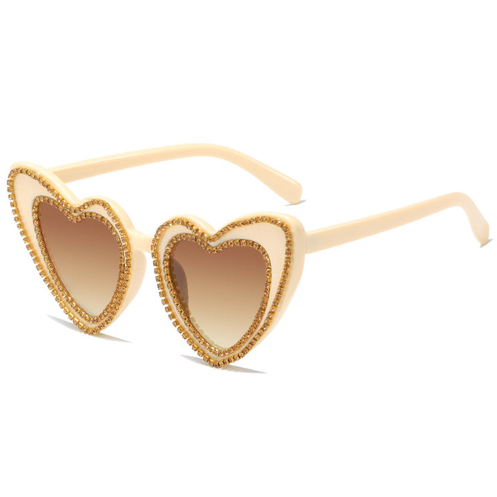 Women's Heart-Shaped Sunglasses with Glitter Accents Stornfield