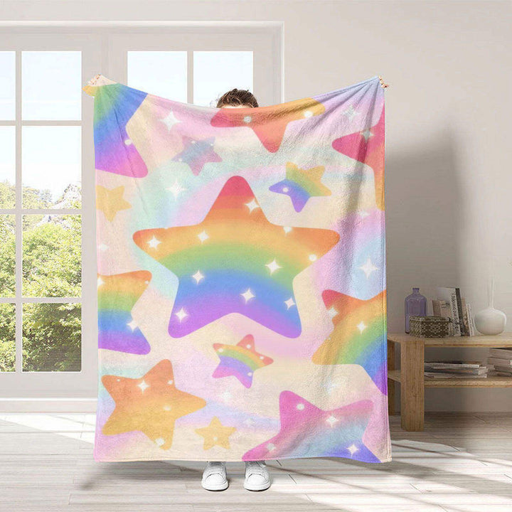 Cozy Rainbow-Themed Fleece Throw Blanket
