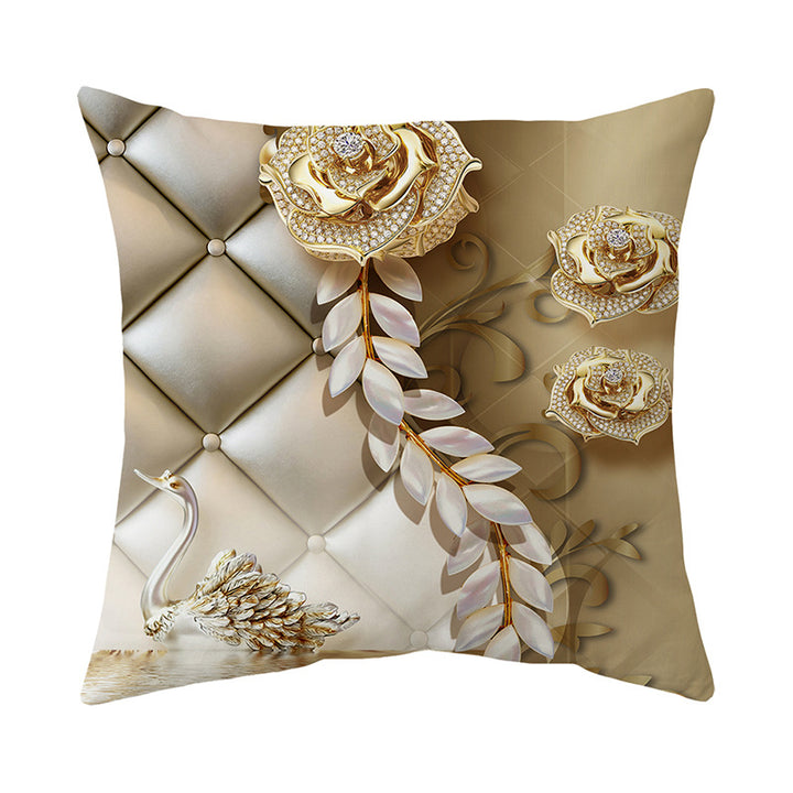 Luxurious Jeweled Floral Quilted-Texture Decorative Throw Pillow Cover