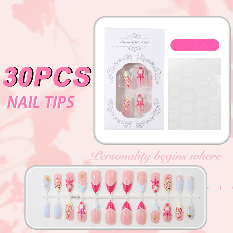 Artistic Floral Press-On Nail Tips Stornfield