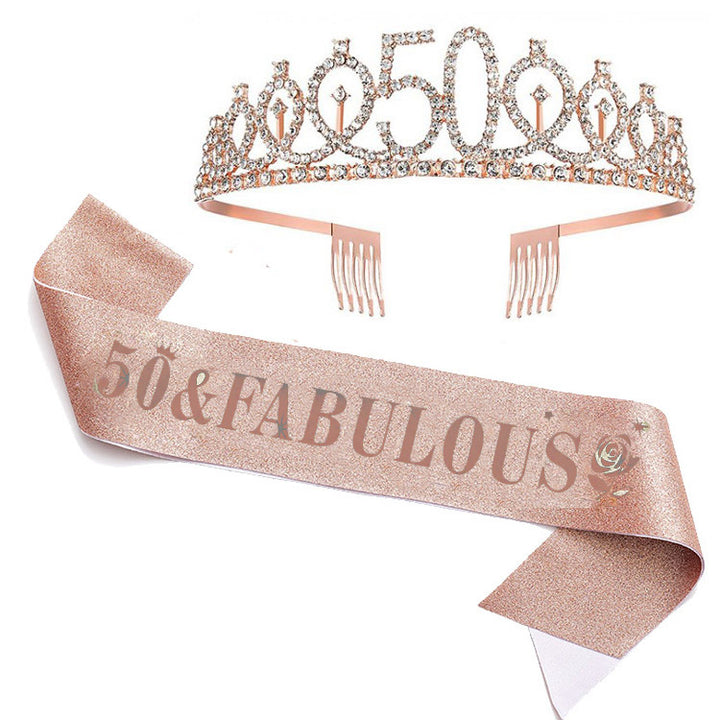 Women's Glittering Birthday Tiara Set with Sash Stornfield