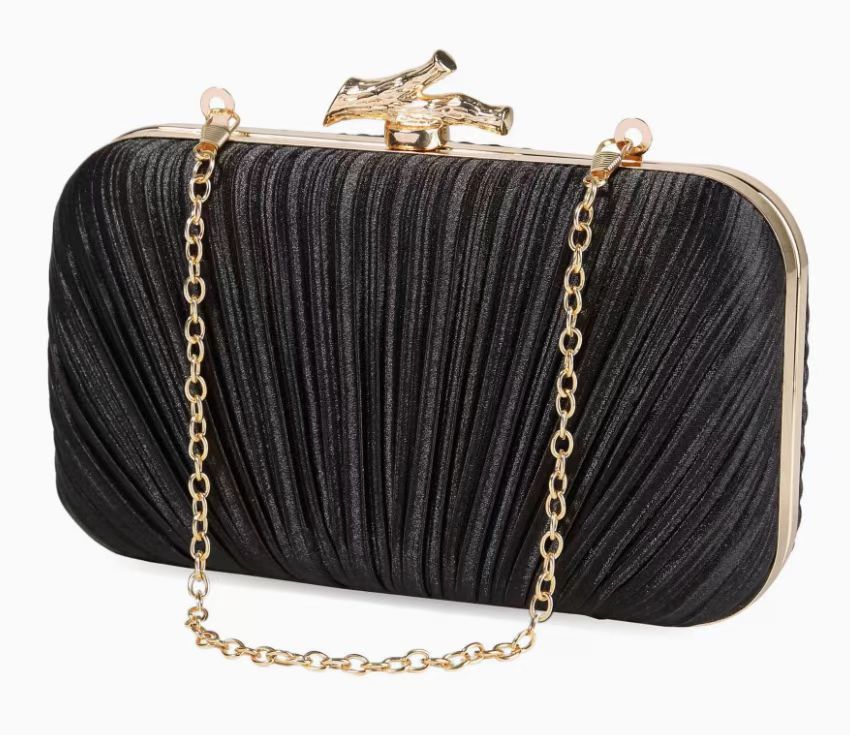 Pleated Metallic Evening Clutch