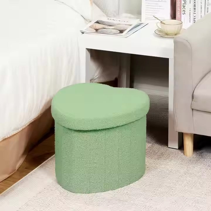 Heart-Shaped Plush Storage Ottoman Stornfield