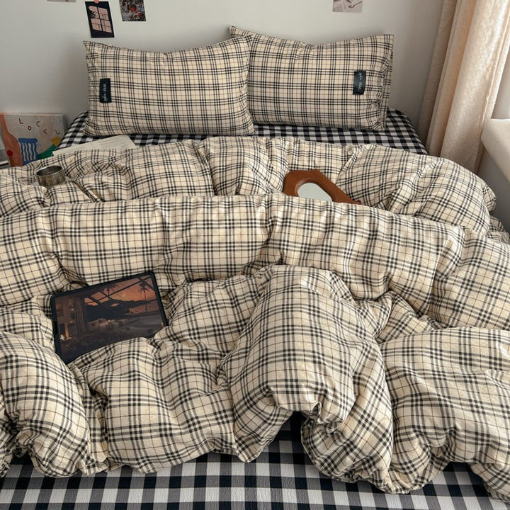 Premium Plaid Cotton Comforter Set