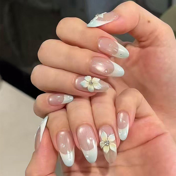Premium Decorative Press-On Nail Set with Floral Accents Stornfield