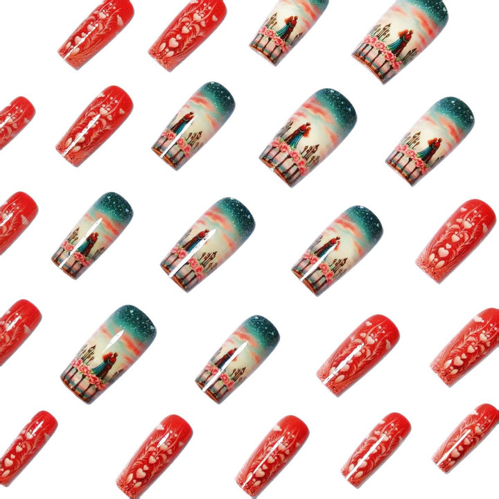 Artificial nails with Romantic Couple motif Stornfield