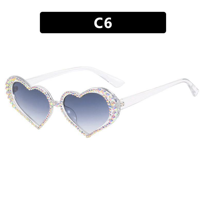 Women's Heart-Shaped Sunglasses with Rhinestone-Embellished Frame Stornfield