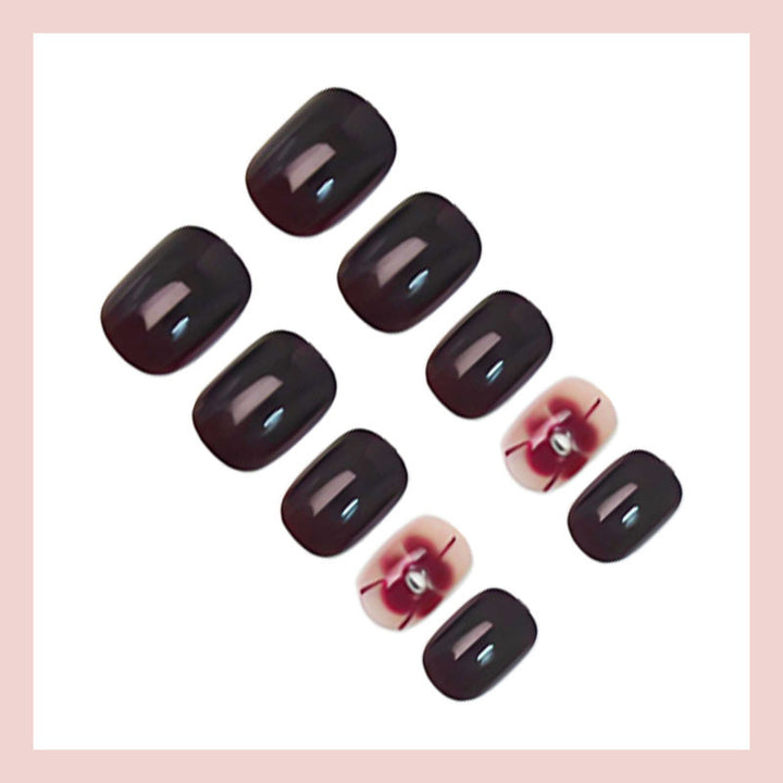 Acrylic nail set with elegant flower decorations Stornfield